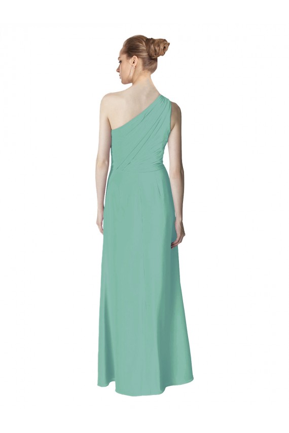 Affordable Long Chiffon One Shoulder Full Length Bridesmaid Dress UK