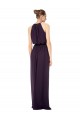 Affordable High Neck Long Chiffon Halter Bridesmaid Dress with Drape Chiffon Overlay UK