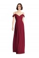 Affordable Off the Shoulder Long Chiffon Bridesmaid Dress with Pleated Sleeves UK