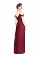 Affordable Off the Shoulder Long Chiffon Bridesmaid Dress with Pleated Sleeves UK
