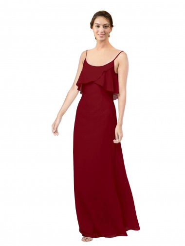 Affordable Scoop Neck Chiffon Bridesmaid Dress with Spaghetti Straps and Low Back UK
