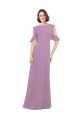 Affordable Long Chiffon Bridesmaids Dress with Flounced Sleeve Detail and Criss Cross Back UK