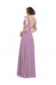 Affordable Long Chiffon Bridesmaids Dress with Flounced Sleeve Detail and Criss Cross Back UK