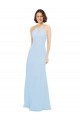 Affordable Floor Length Chiffon Bridesmaids Dress with Front Keyhole Neckline UK