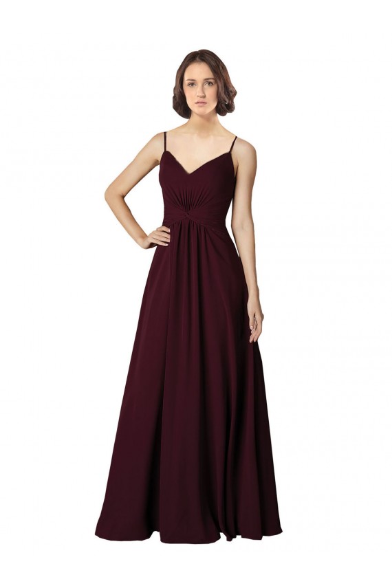 Affordable V-Neck Chiffon Bridesmaid Dress with Twist Front Bodice UK