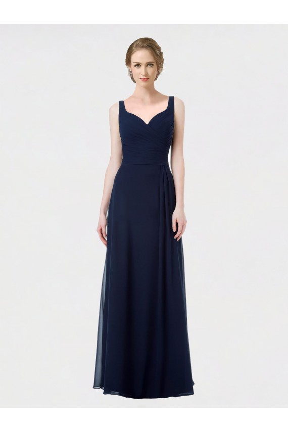 Affordable Long Chiffon Bridesmaid Dress with Sweetheart Neckline and Shoulder Straps UK