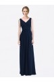 Affordable Long Chiffon V-Neck Sleeveless Bridesmaid Dress with Criss-Cross Pleated Bodice UK