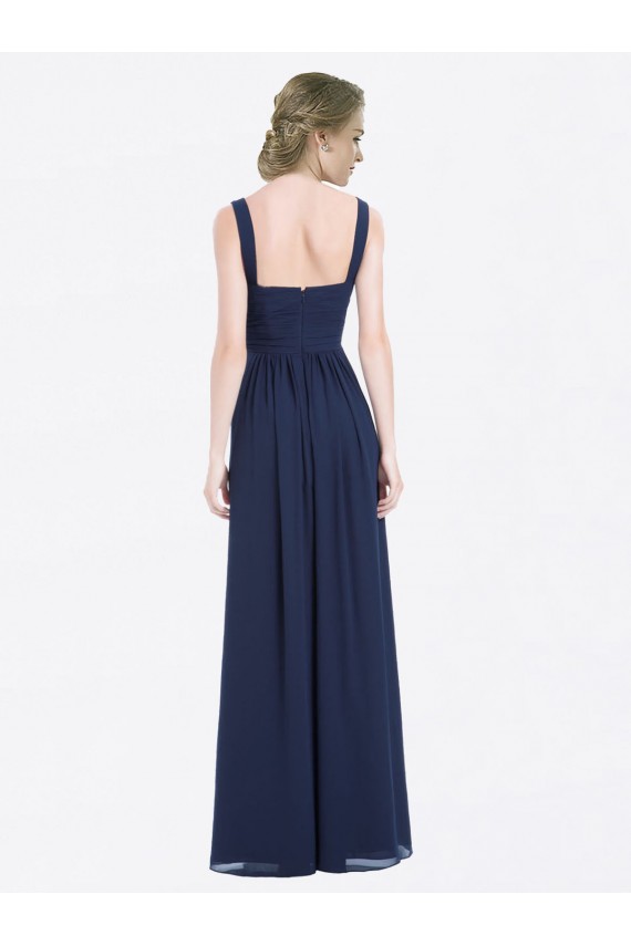 Affordable Long Chiffon V-Neck Sleeveless Bridesmaid Dress with Criss-Cross Pleated Bodice UK