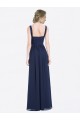 Affordable Long Chiffon V-Neck Sleeveless Bridesmaid Dress with Criss-Cross Pleated Bodice UK