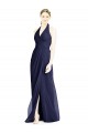Affordable V-Neck Halter Chiffon Bridesmaid Dress with Side Front Slit UK