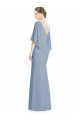 Affordable V-Back Trumpet Chiffon Bridesmaid Dress with Draped Cape Overlay UK