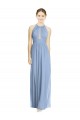 Affordable Open Back Long Chiffon Halter Bridesmaid Dress UK