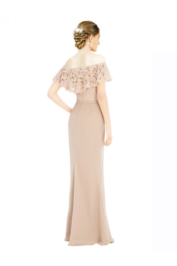 Affordable Off the Shoulder Sleeves Sheath Chiffon Bridesmaid Dress UK
