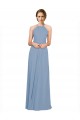 Affordable Pleated Halter Neckline A-Line Chiffon Bridesmaid with Criss Cross Back UK
