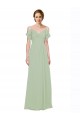 Affordable Split Cold Shoulder Draped A-Line Chiffon Bridesmaid Dress UK