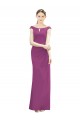 Affordable Full Length Long Chiffon Bridesmaid Dress with Boat Neck UK