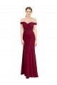 Affordable Off the Shoulder Long Chiffon Bridesmaid Dress with Pleats UK