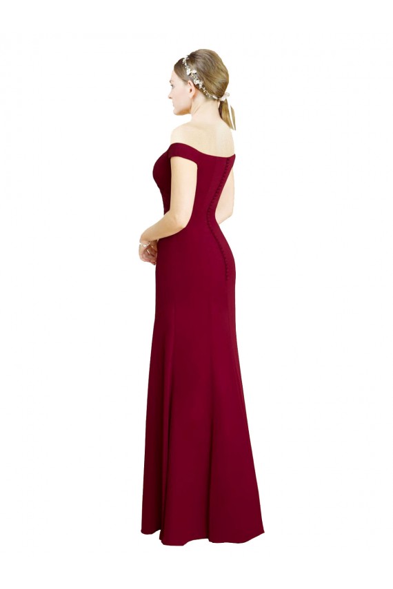 Affordable Off the Shoulder Long Chiffon Bridesmaid Dress with Pleats UK