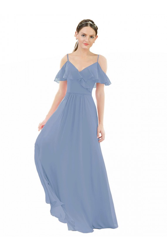 Affordable Pleated One Shoulder A-Line Chiffon Bridesmaid Dress UK