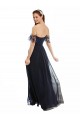 Affordable Boho Bridesmaid Dress with Beaded Embroidered Bodice and Flutter Cap Sleeves UK