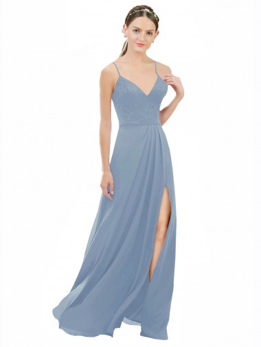 Affordable Sexy Chiffon Bridesmaid Dress with V-Neck Lace Bodice UK