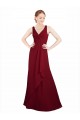 Affordable Twist-Knot V-Neckline Long Chiffon Bridesmaid Dress UK