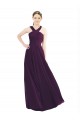 Affordable Draped Long Chiffon Bridesmaid Dress with Unique Crossed Neckline UK