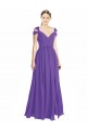 Affordable Off the Shoulder Cap Sleeves Chiffon Bridesmaid Dress with Pleats UK