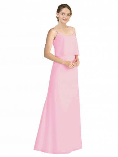 Affordable Spaghetti Straps A-Line Chiffon Bridesmaid Dress Low Back UK