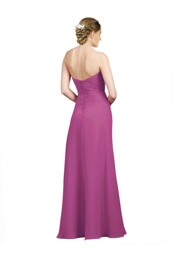 Affordable Sweetheart Neckline Pleated Chiffon Bridesmaid Dress with Low Back UK