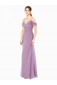 Affordable Draped Off the Shoulder Sweetheart Chiffon Bridesmaid Dress with Button Back UK