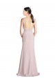 Affordable Long Slim Chiffon Bridesmaid Dress with Ruffled Waist and Keyhole UK