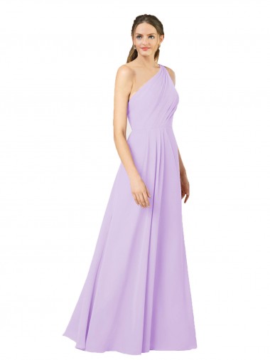 Affordable Grecian Inspired Simple One Shoulder Chiffon Bridesmaid Dress with Ruching UK