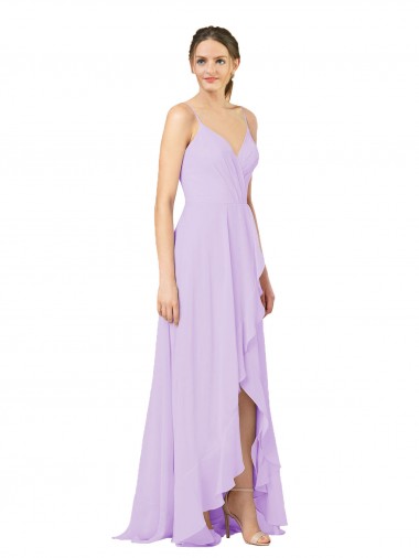 Affordable High-Low Chiffon Bridesmaid Dress with Ruffle Detail UK