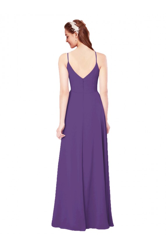 Affordable High Halter Chiffon Bridesmaid Dress with Keyhole UK
