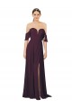 Affordable Romantic Off-Shoulder Chiffon Bridesmaid Dress with Plunging V-Neck UK