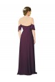 Affordable Romantic Off-Shoulder Chiffon Bridesmaid Dress with Plunging V-Neck UK