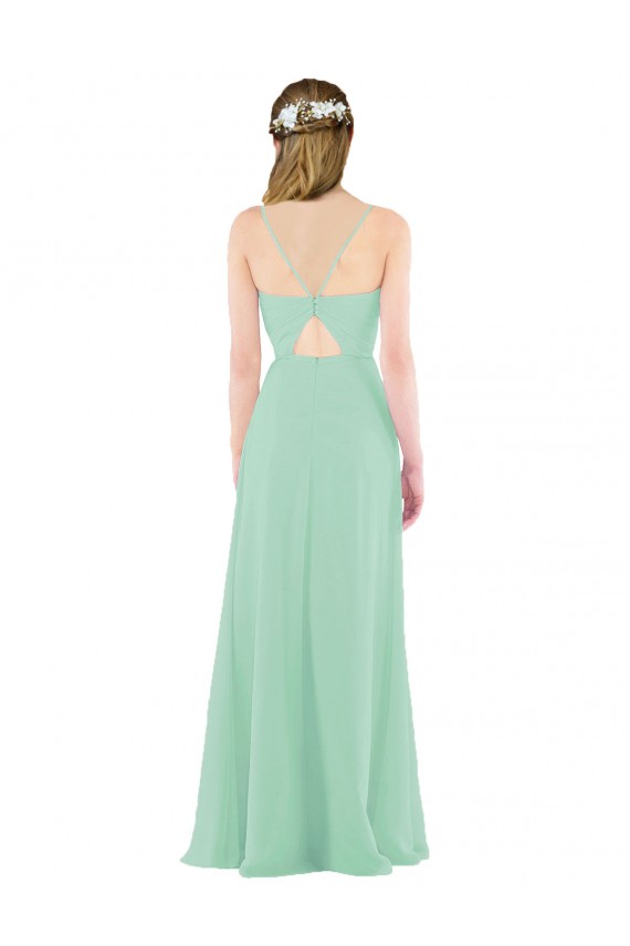 Affordable Classic Long Chiffon Bridesmaid Dress with V-Neck UK