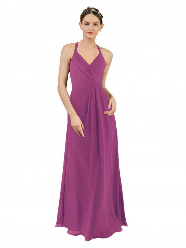 Affordable Sassy Chiffon Bridesmaid Dress with Halter Neckline UK