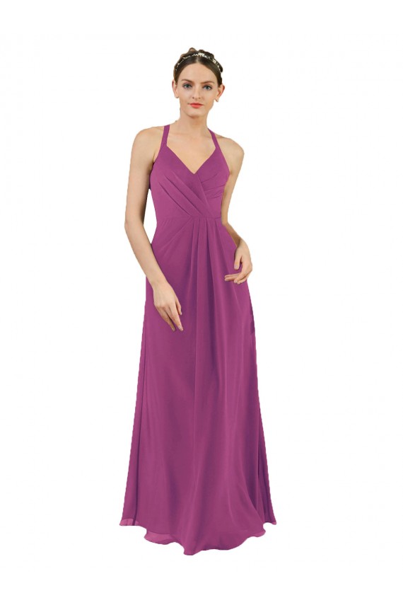 Affordable Sassy Chiffon Bridesmaid Dress with Halter Neckline UK