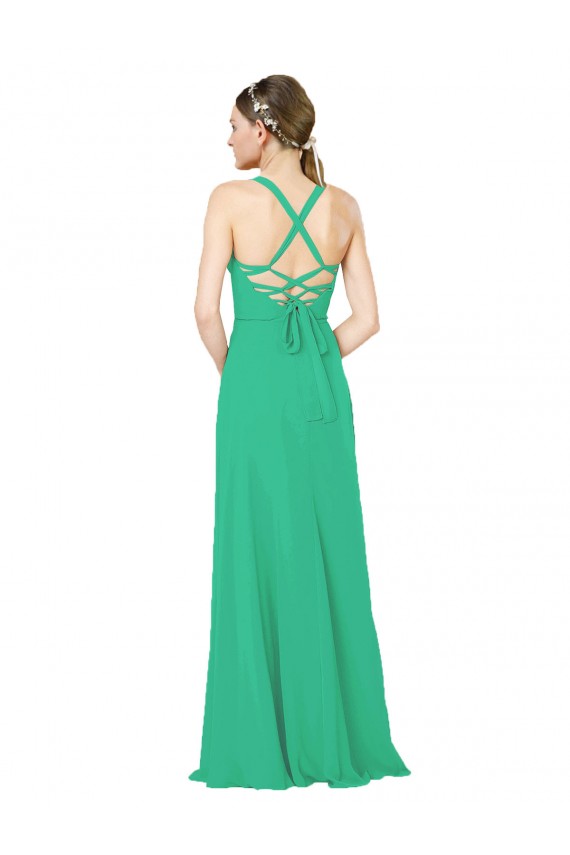 Affordable Classic Chiffon Bridesmaid Dress with Lace-Up Back UK