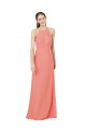 Affordable Modern Long Chiffon Bridesmaid Dress with Keyhole Back UK