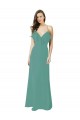 Affordable Full Length Chiffon Bridesmaid Dress with Ruffled V-Neckline UK