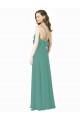 Affordable Full Length Chiffon Bridesmaid Dress with Ruffled V-Neckline UK