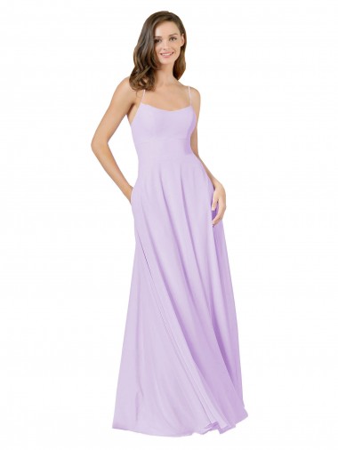 Affordable Simple Chiffon Bridesmaid Dress with Pocket UK