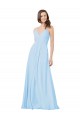 Affordable Long V-Neck Chiffon Bridesmaid Dress with Keyhole Back UK