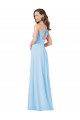 Affordable Long V-Neck Chiffon Bridesmaid Dress with Keyhole Back UK