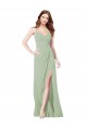 Affordable Floor Length Long Chiffon Bridesmaid Dress with Side Slit UK