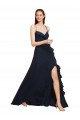 Affordable Long Chiffon Bridesmaid Dress with Criss Cross Straps and Ruffles UK