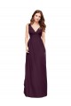 Affordable Plunging V-Neckline Long Chiffon Bridesmaid Dress with Deep V-Back UK